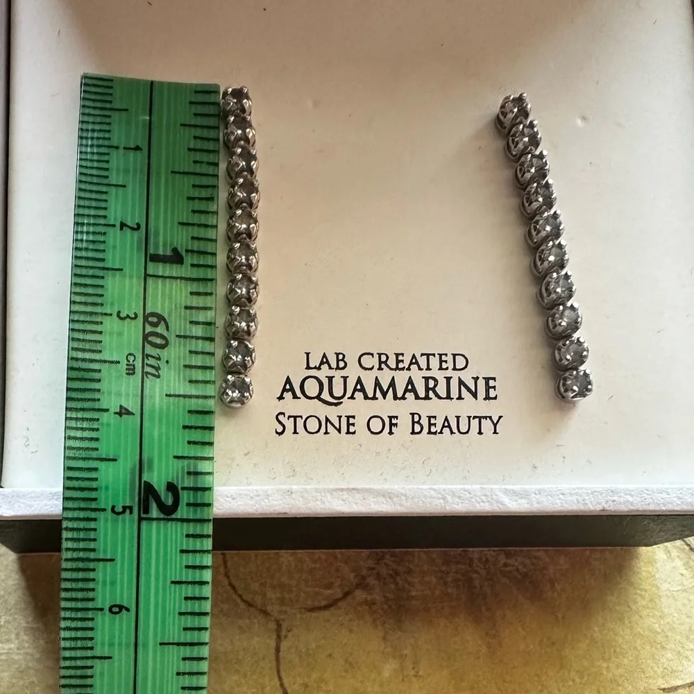 Macy's Sterling Silver lab created Aquamarine Drop Earrings